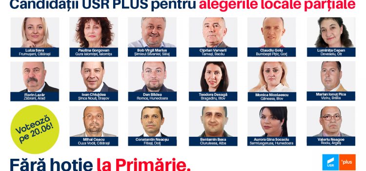 Candidații USR PLUS la alegerile locale parțiale din 27 iunie